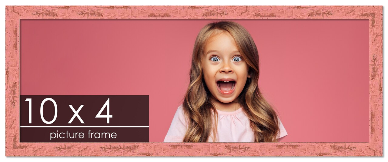 Panoramic Shabby Chic Pink Picture Frame - UV Acrylic, Foam Board Backing, Hanging Hardware